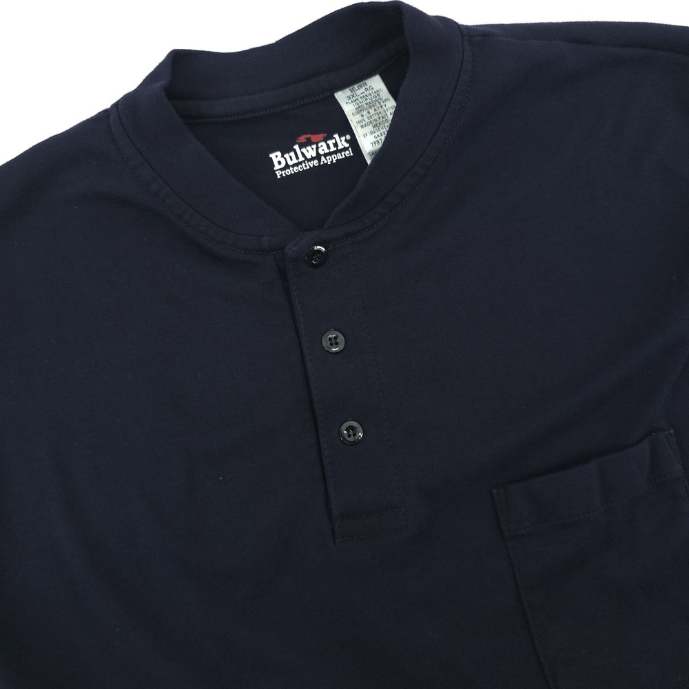 Bulwark FR Shirt Mens 3XL Henley Flame Resistant Workwear Long Sleeve XXL‎